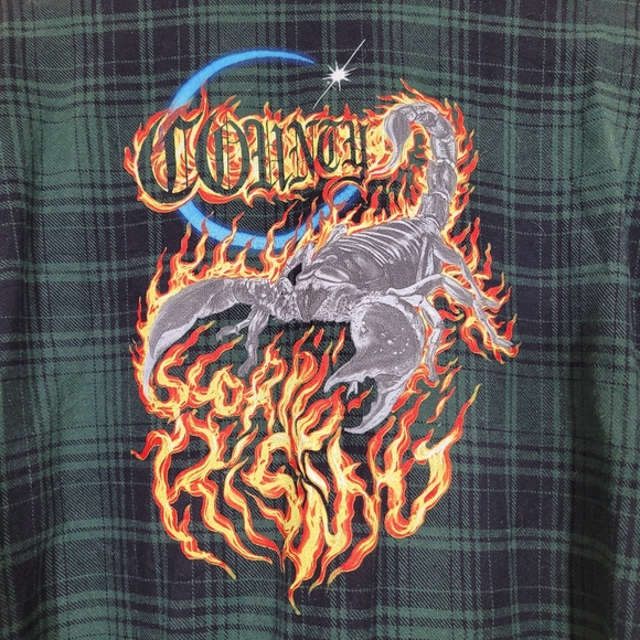 RARE Marcelo Burlon County of Milan COUNTY SCORPIO RISING flame plaid flannel - Picture 3 of 10
